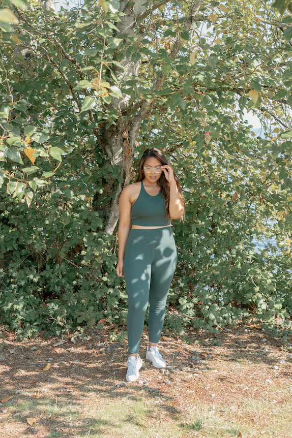 long leggings compressive - moss - collab zürich