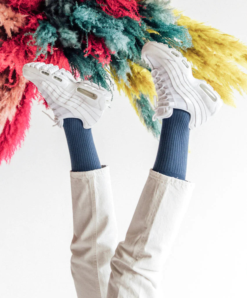 socks - ribbed steel blue - collab zürich
