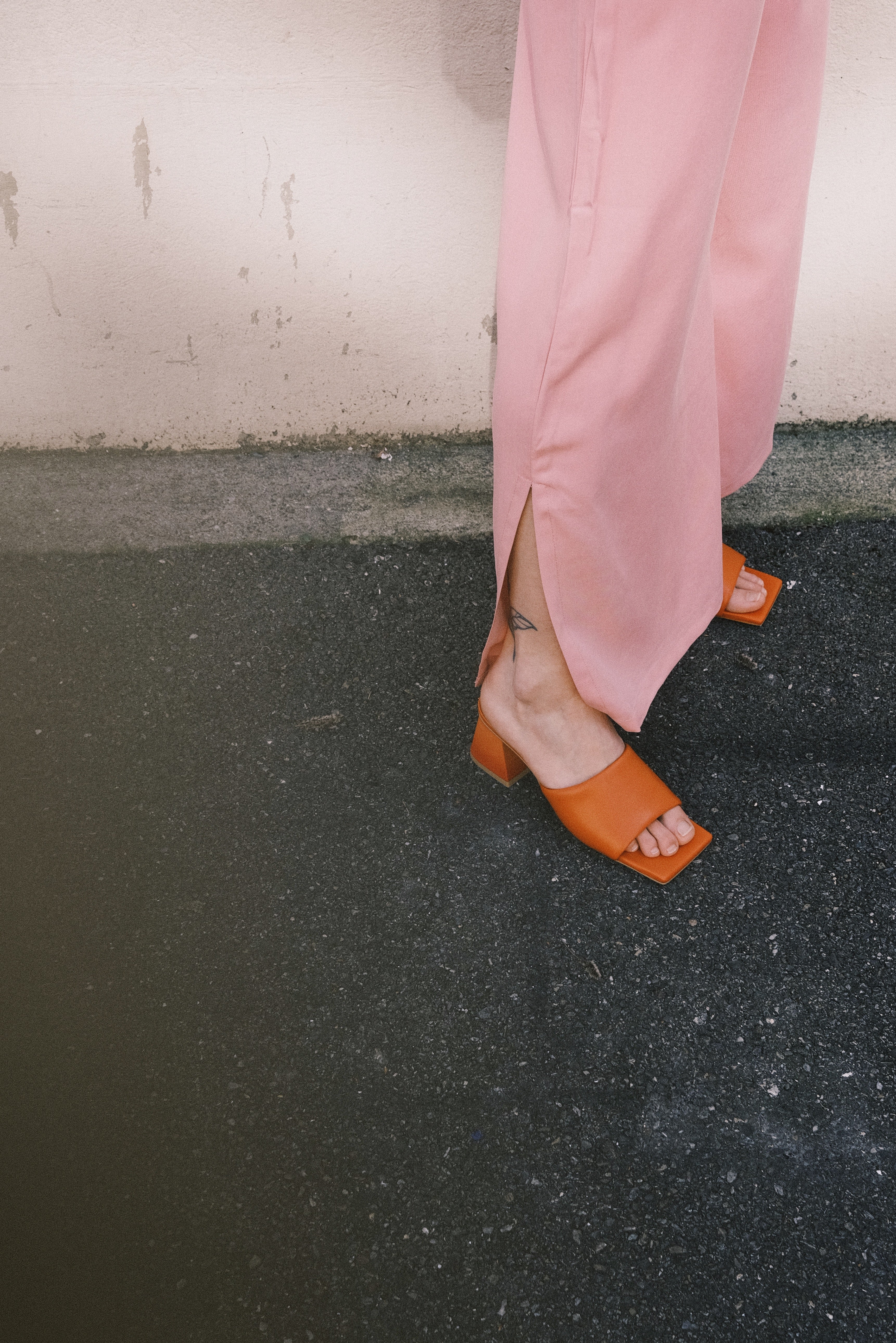 leather sandals - brushed - pomelo - collab zürich