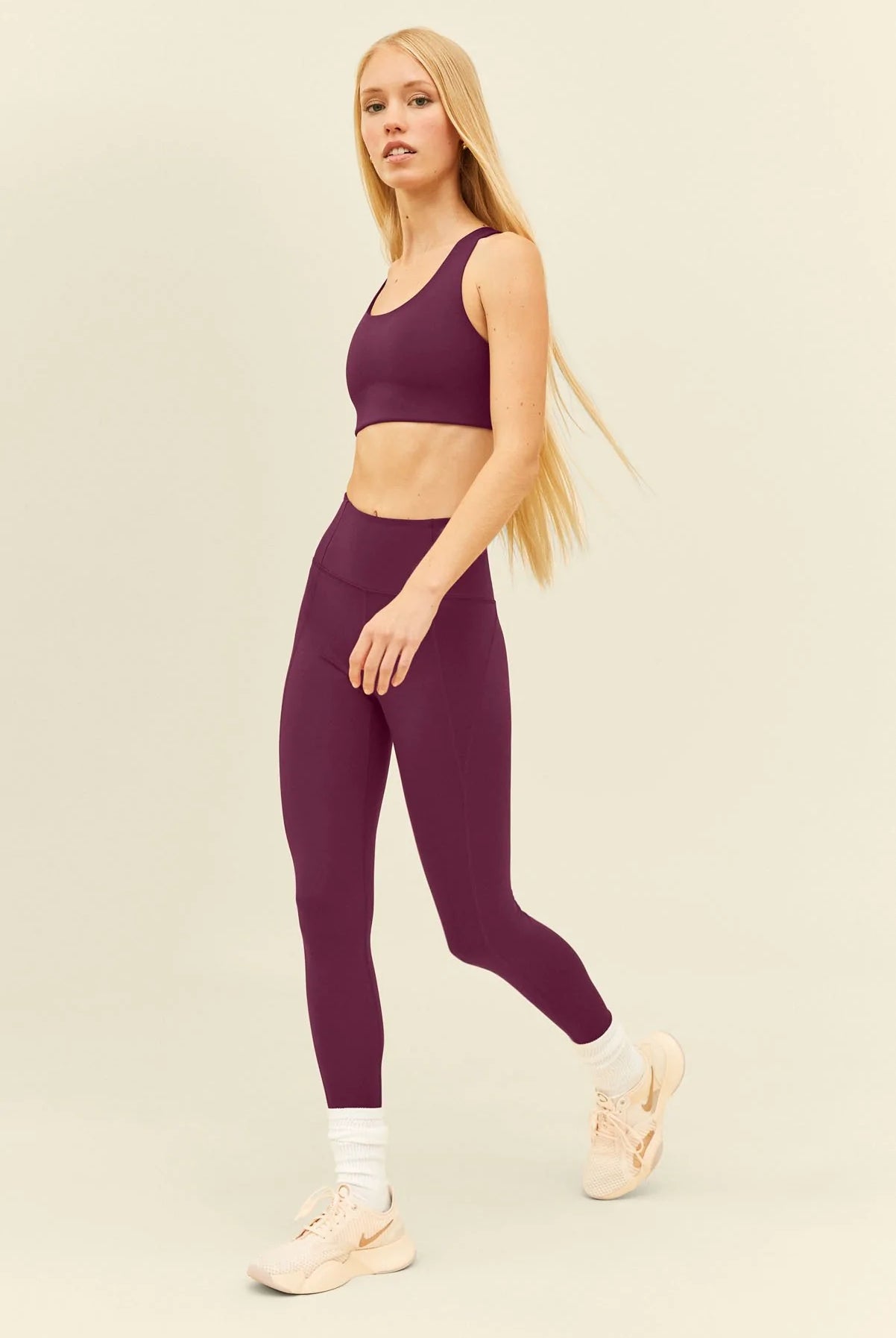 long leggings compressive - plum - collab zürich