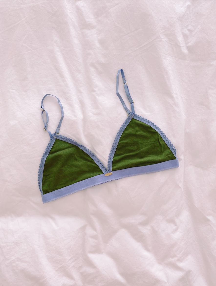 bamboo bralette - triangle - green - collab zürich