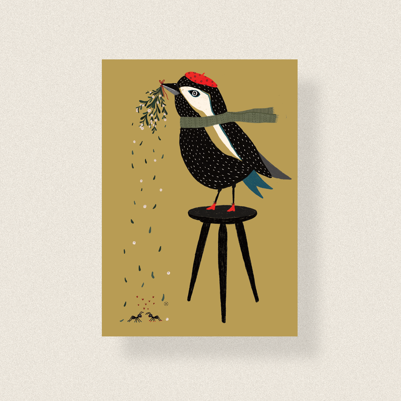 postcard - winter birdie - collab zürich