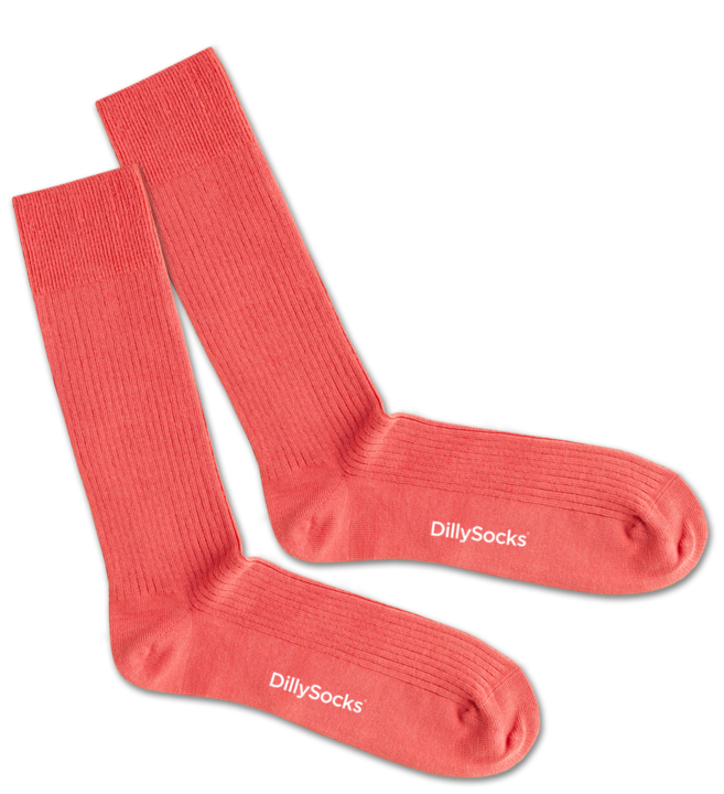 socks - ribbed coral red - collab zürich