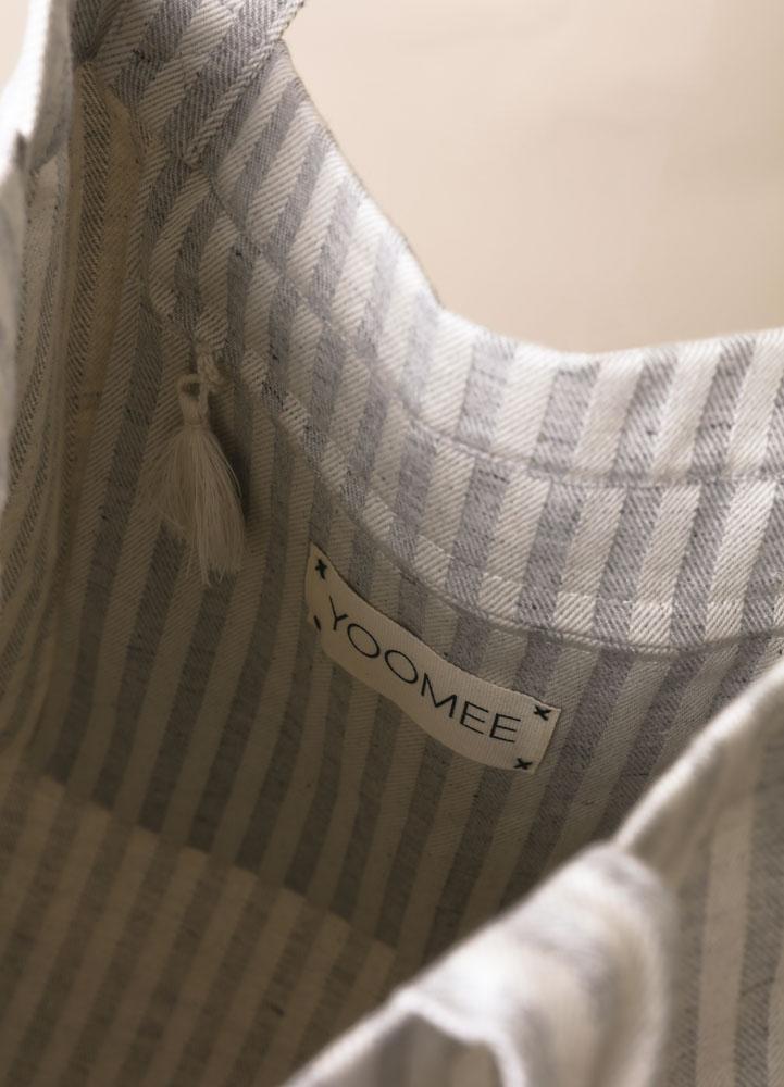 bag - NORA - light grey stripes - tassel - collab zürich