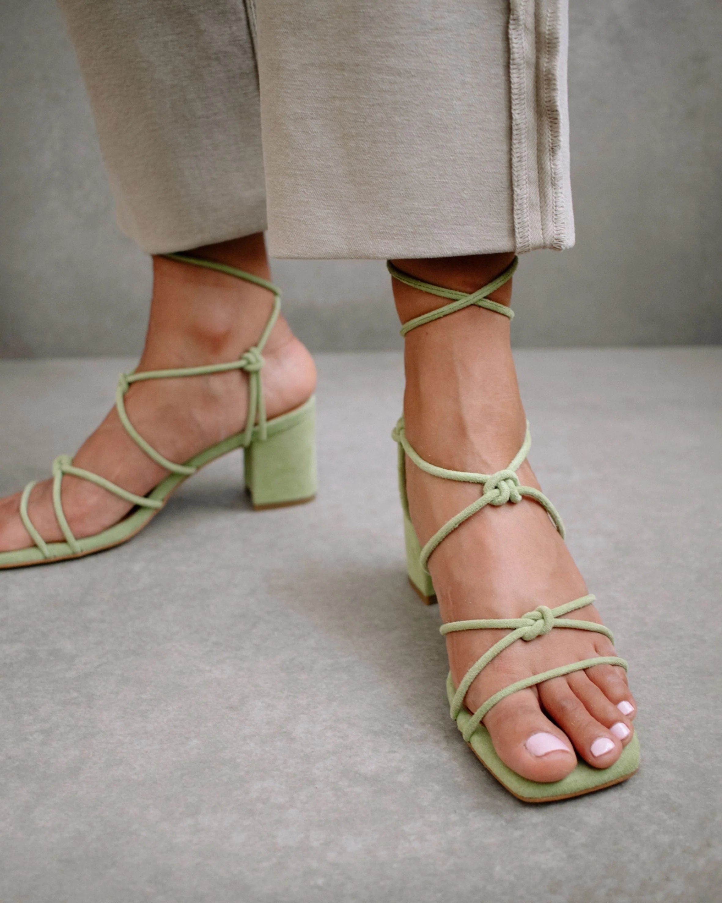 suede sandals - paloma - mint - collab zürich