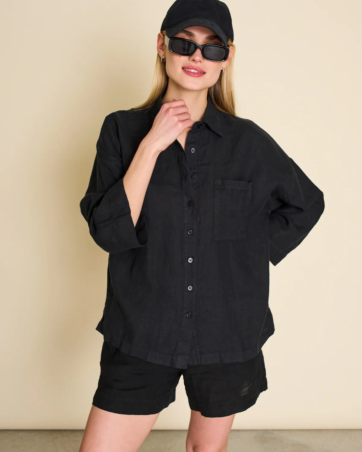 linen shirt - mons - black - collab zürich