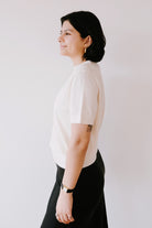 Fine Short-Sleeved Knit Sweater - Oatmilk - collab zürich
