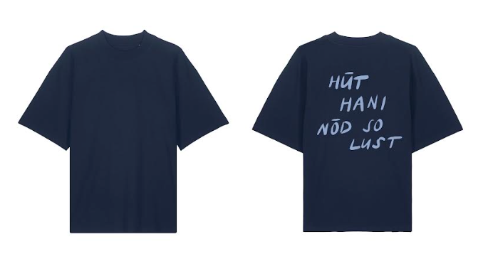 Unisex Oversized T-Shirt - HÜT HANI NÖD SO LUST - Navy / Ice - collab zürich