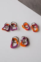 earrings - abstract - orange and purple - collab zürich