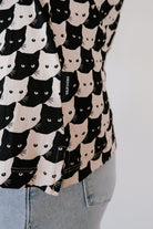 T-Shirt - Visby - Pepita Cats Oat White - collab zürich