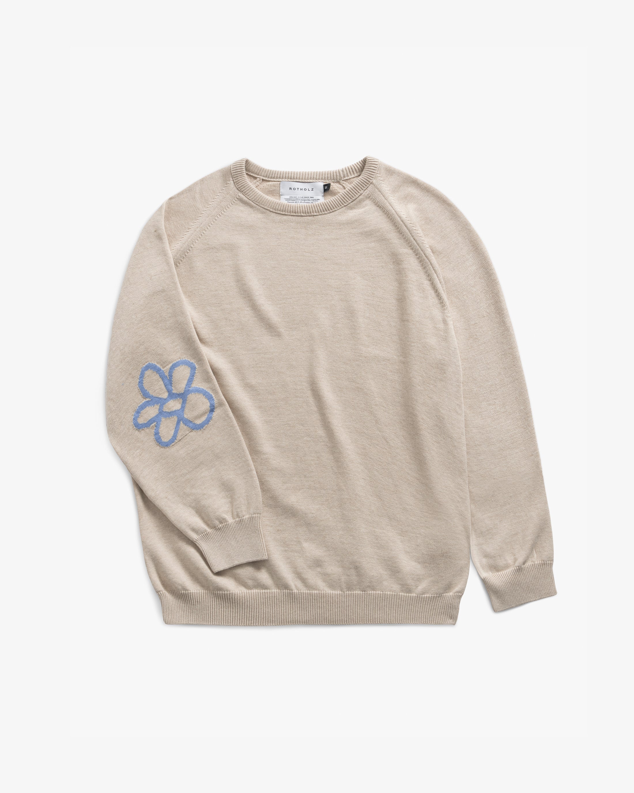 Unisex Cotton Sweater - Flower - Nature White - collab zürich