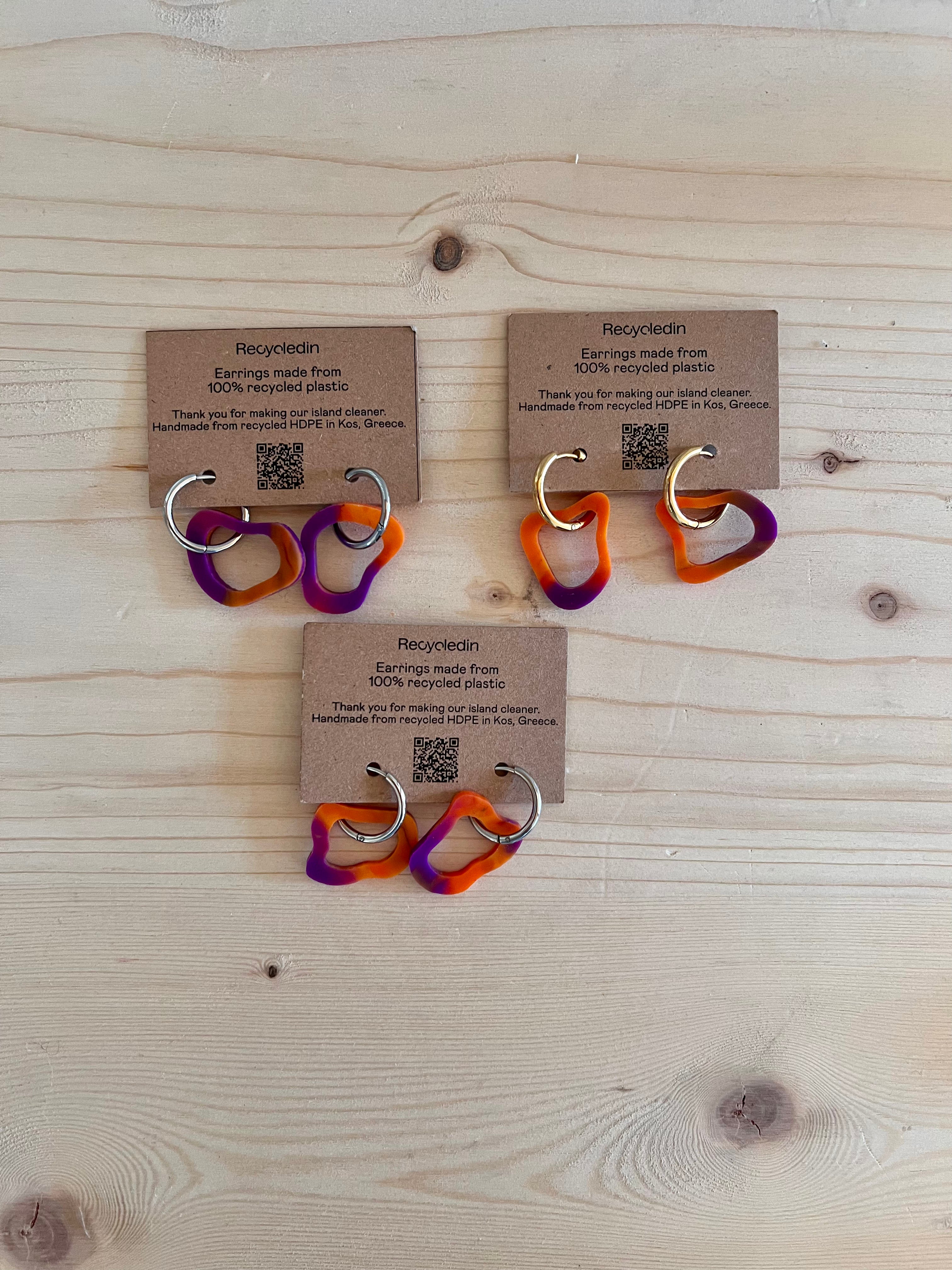 earrings - abstract - orange and purple - collab zürich