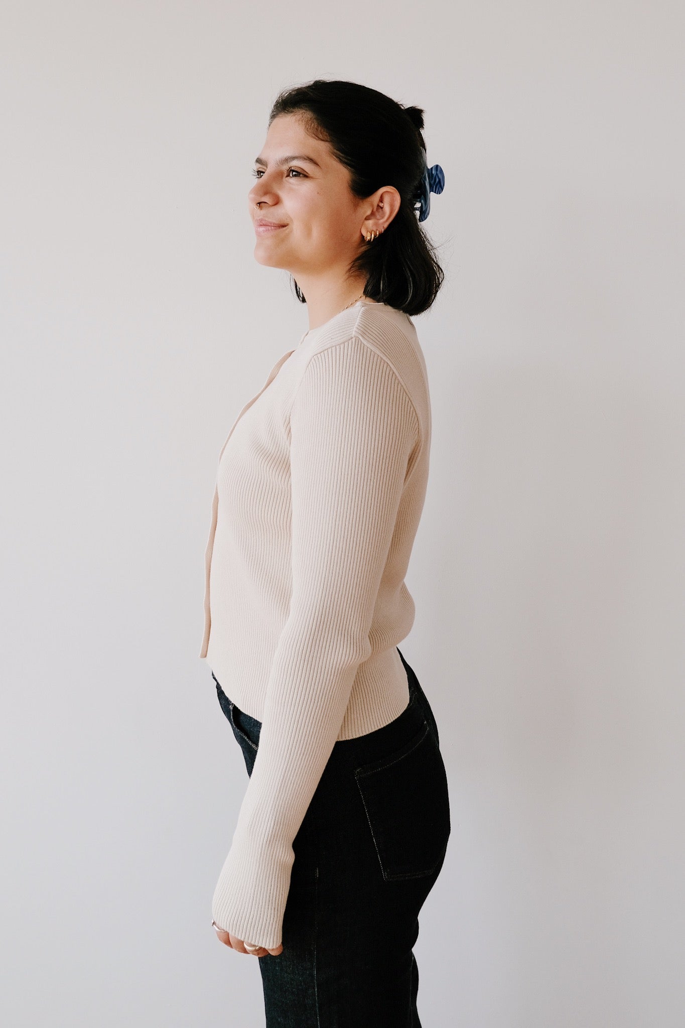 Crewneck Cardigan - Glimt - Beige - collab zürich