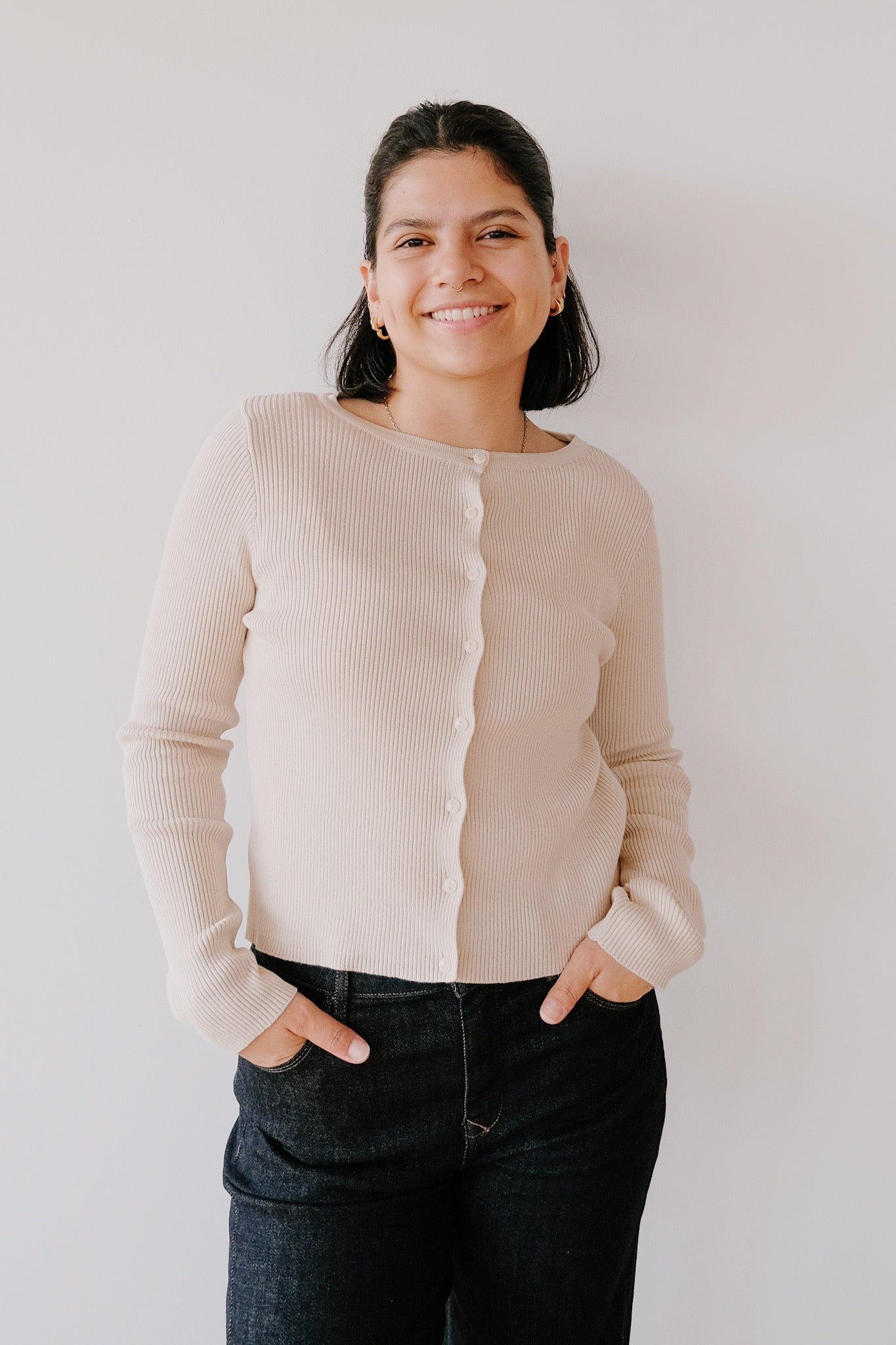 Crewneck Cardigan - Glimt - Beige - collab zürich