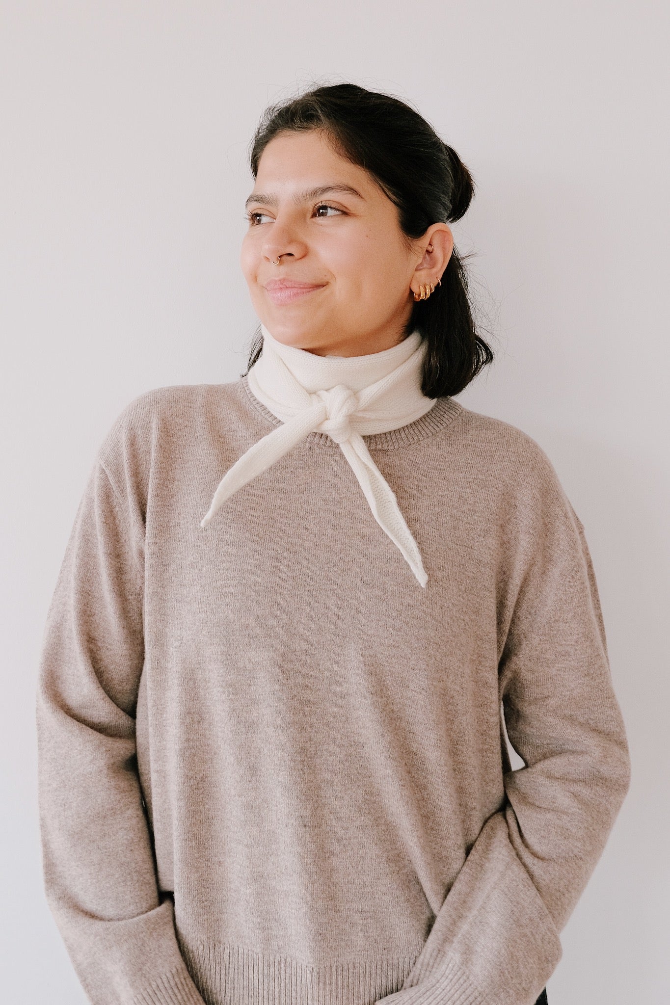 Mini Wool Scarf - Ambar - White - collab zürich