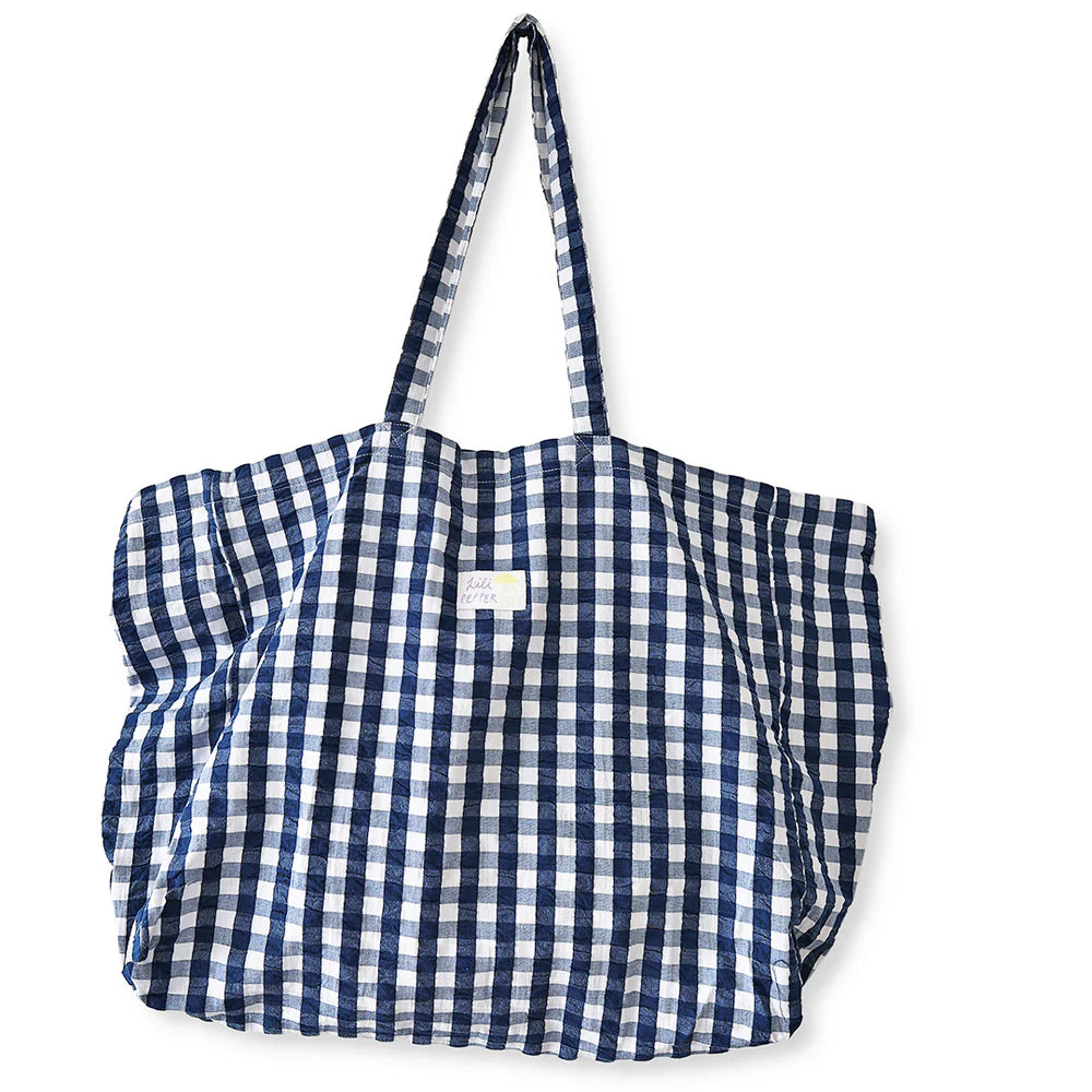 Maxi Tote Bag - Dark Blue Checks - collab zürich