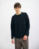 Unisex loose Knit Sweatshirt - True Black - collab zürich