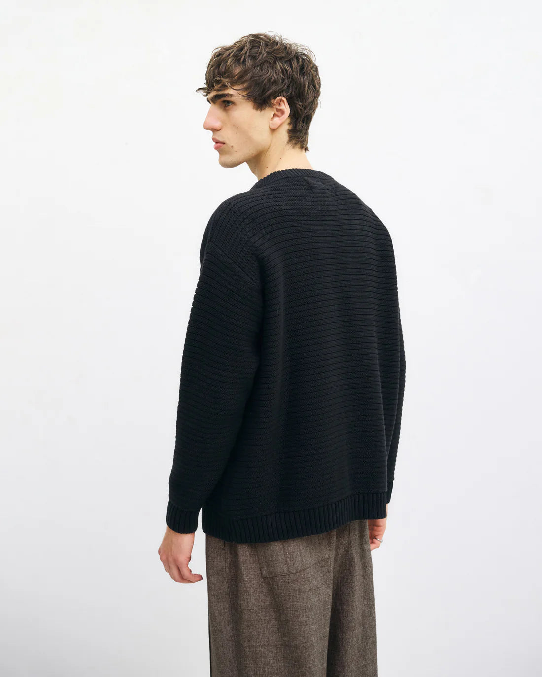 Unisex loose Knit Sweatshirt - True Black - collab zürich