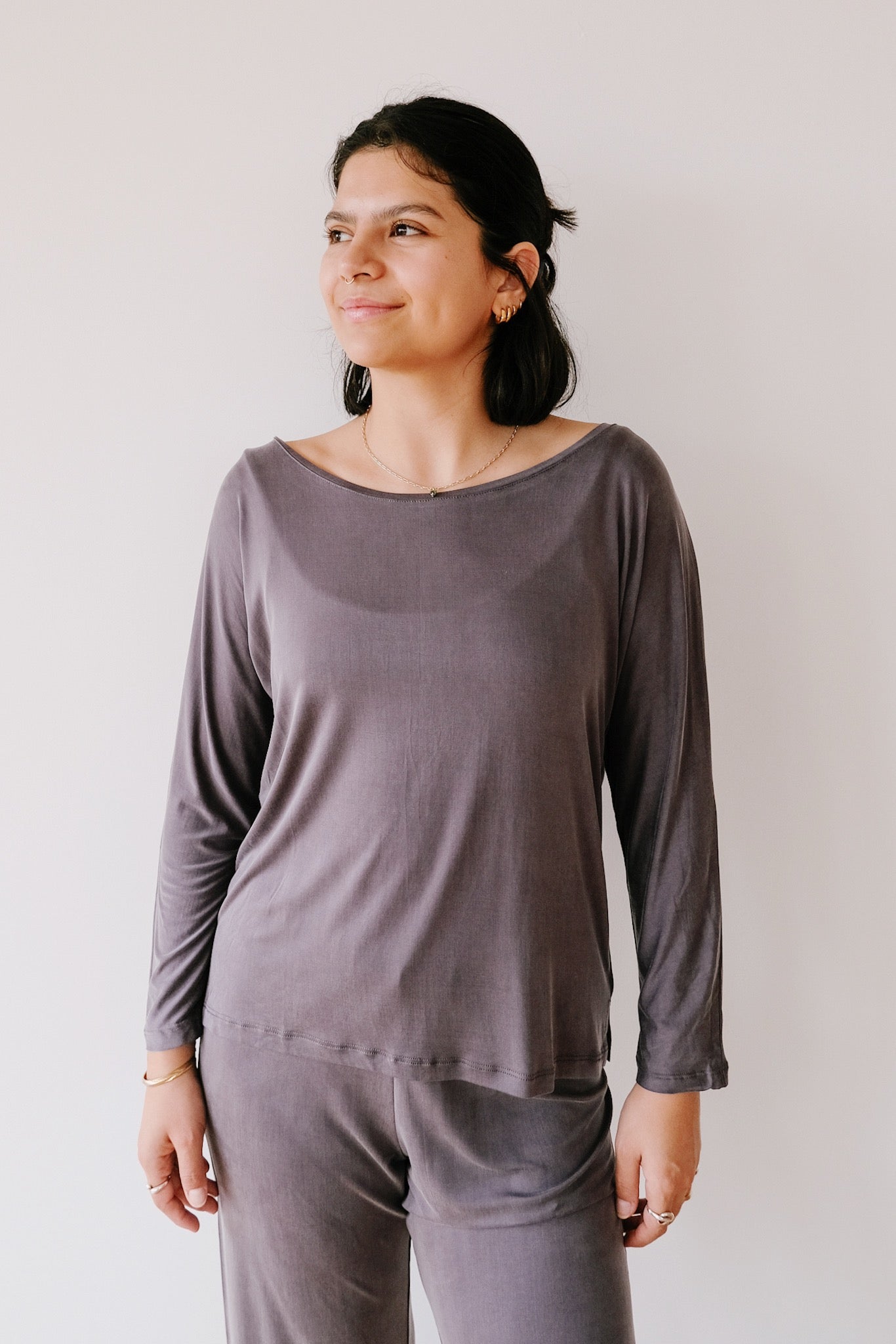 Cupro Plain Top - Lila / Grey - collab zürich