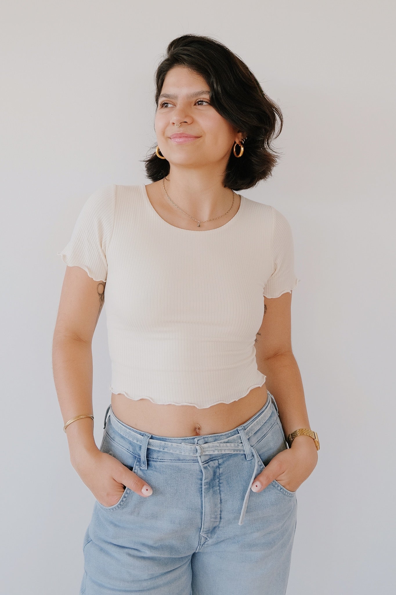 Crop T-Shirt - Ani - Cream - collab zürich