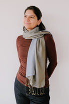 Silk Scarf - Bicolor - Olive/Blue - collab zürich