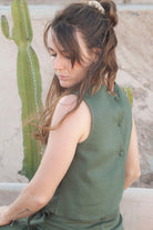 linen top - ANNA LISA - olive - collab zürich