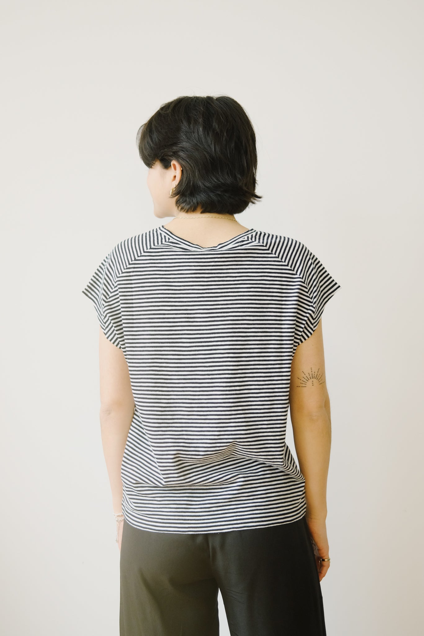 T-shirt - Slub Jersey striped - Black / Oatmilk - collab zürich