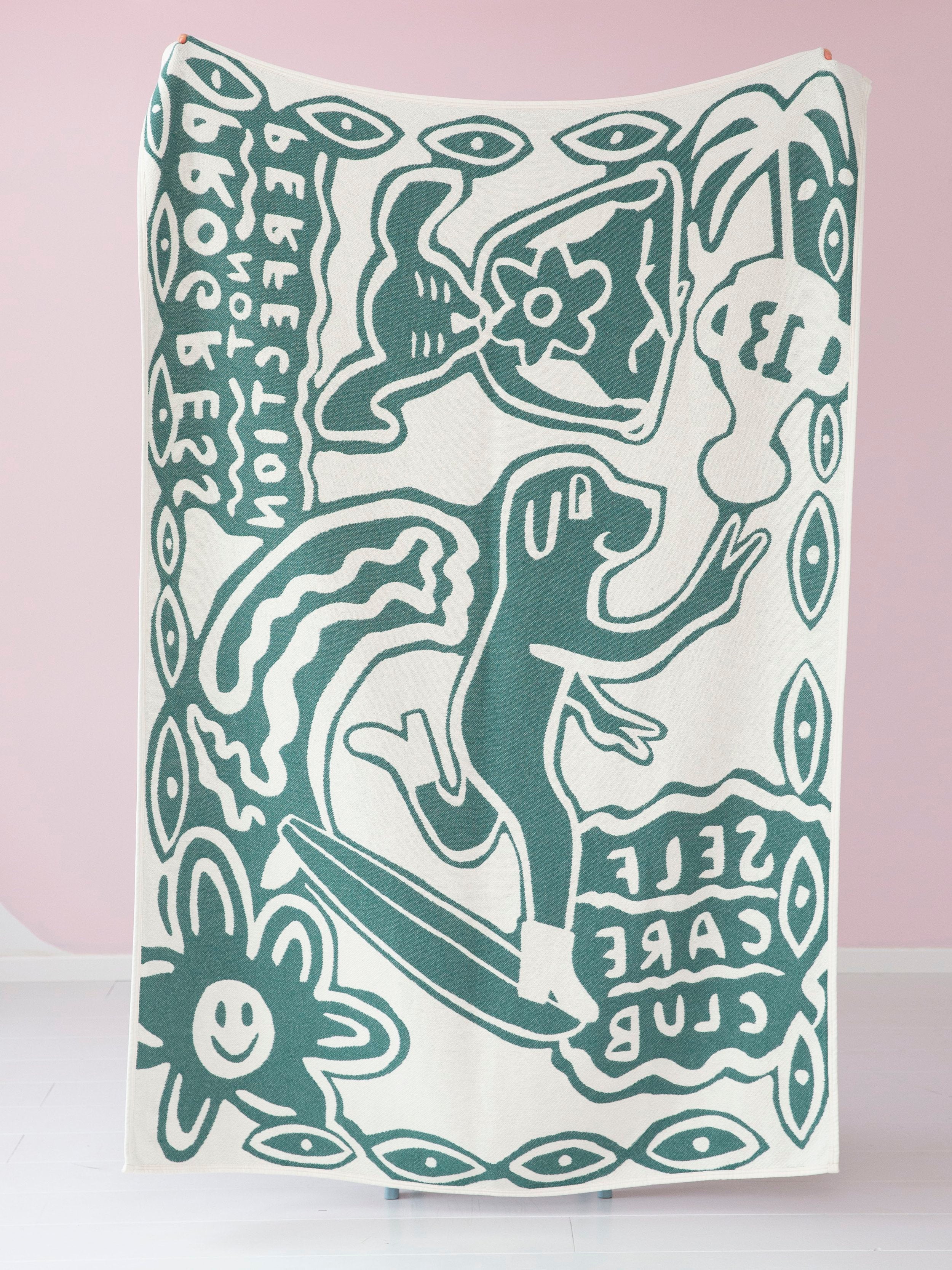 cotton blanket - self care club - green - collab zürich
