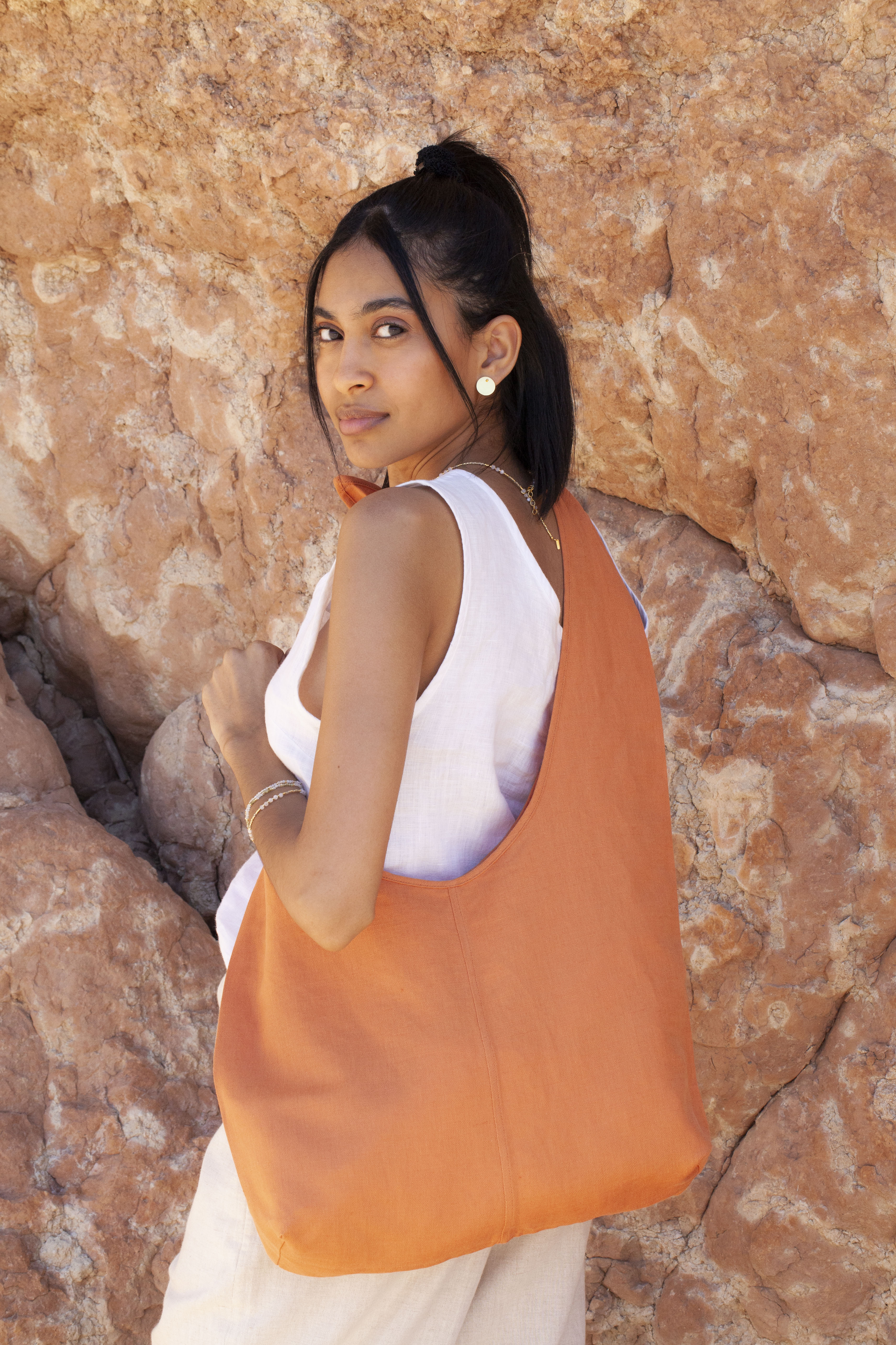 Bag - LATIFA linen - Apricot - collab zürich