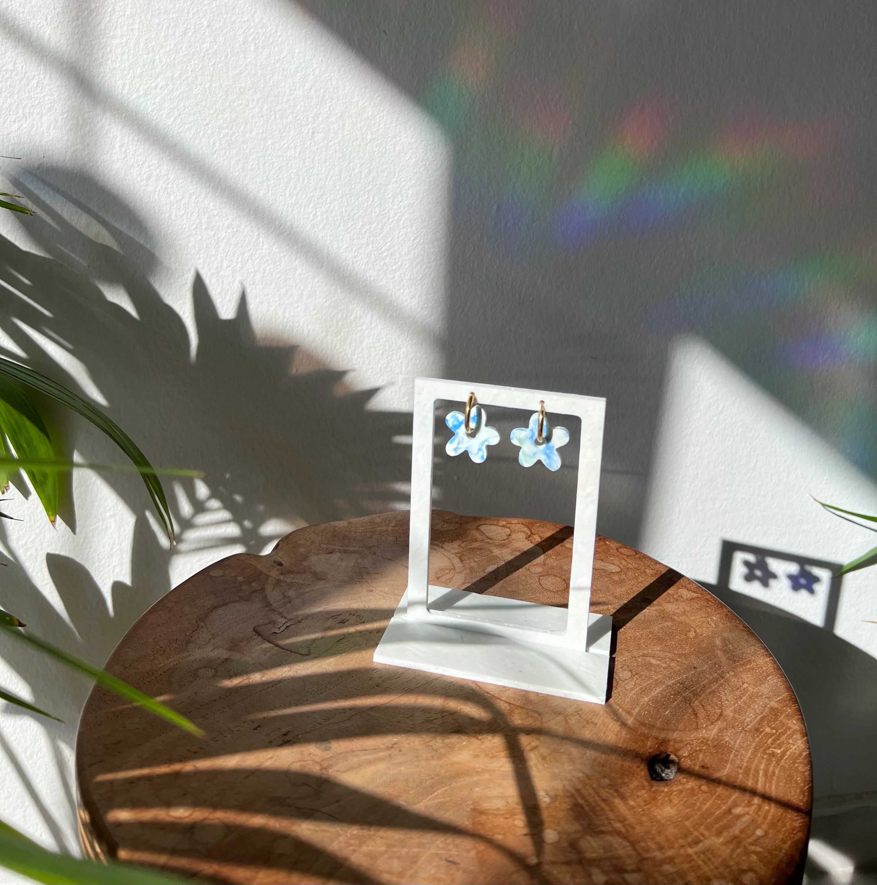 earrings - floral - blue white - collab zürich