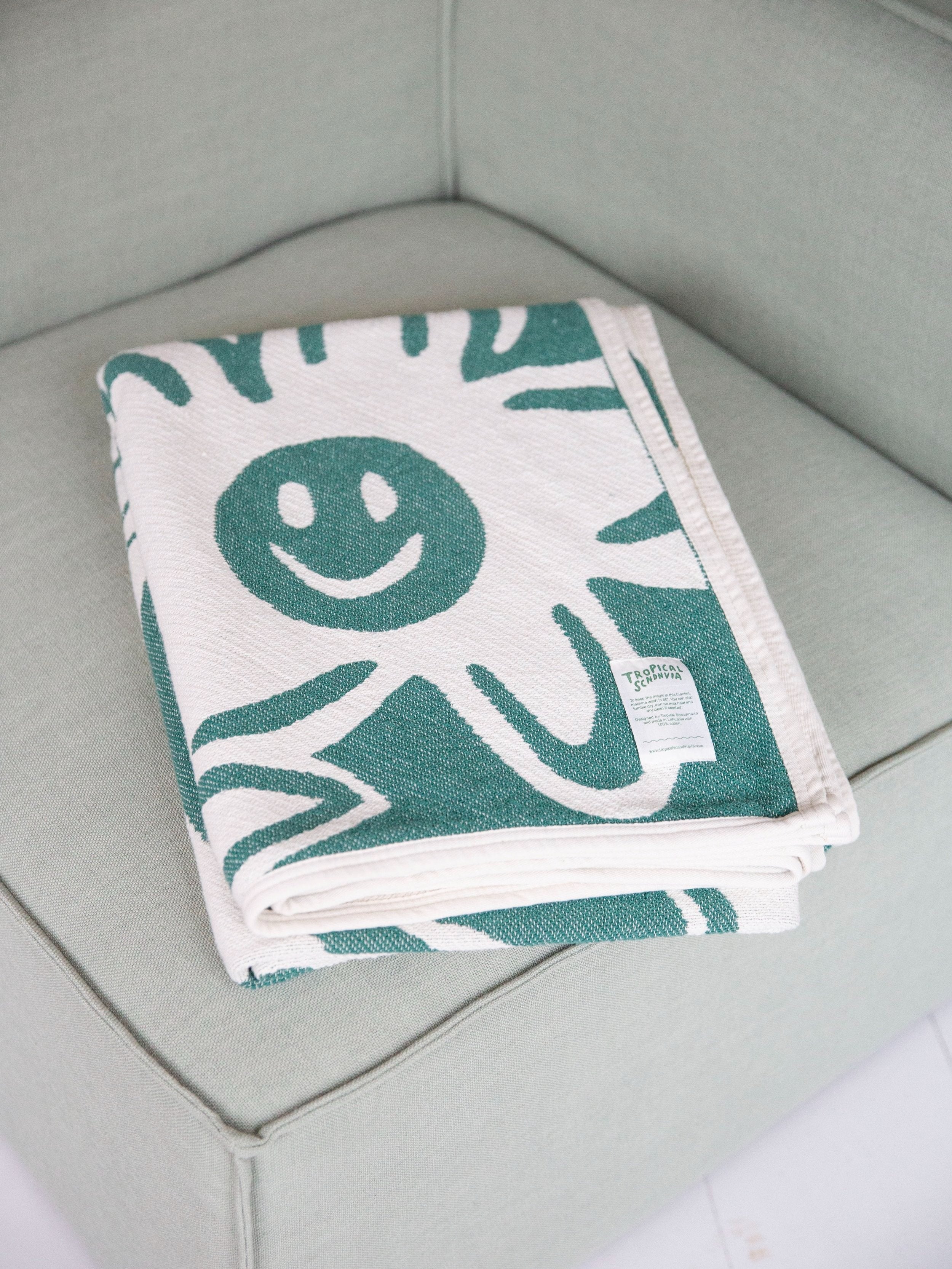 cotton blanket - self care club - green - collab zürich