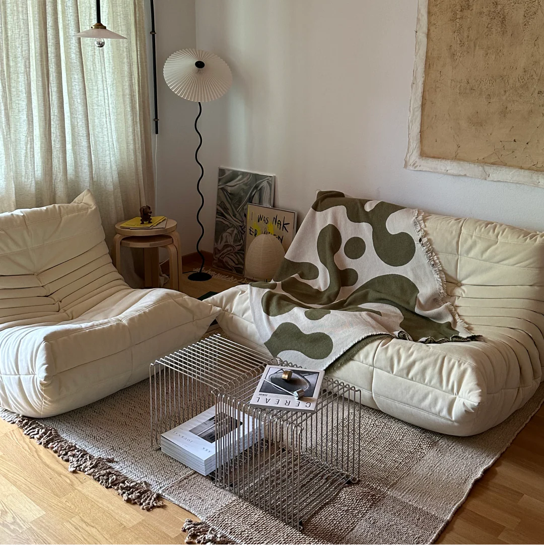 Cotton Blanket - no14 - Olive Shapes - collab zürich