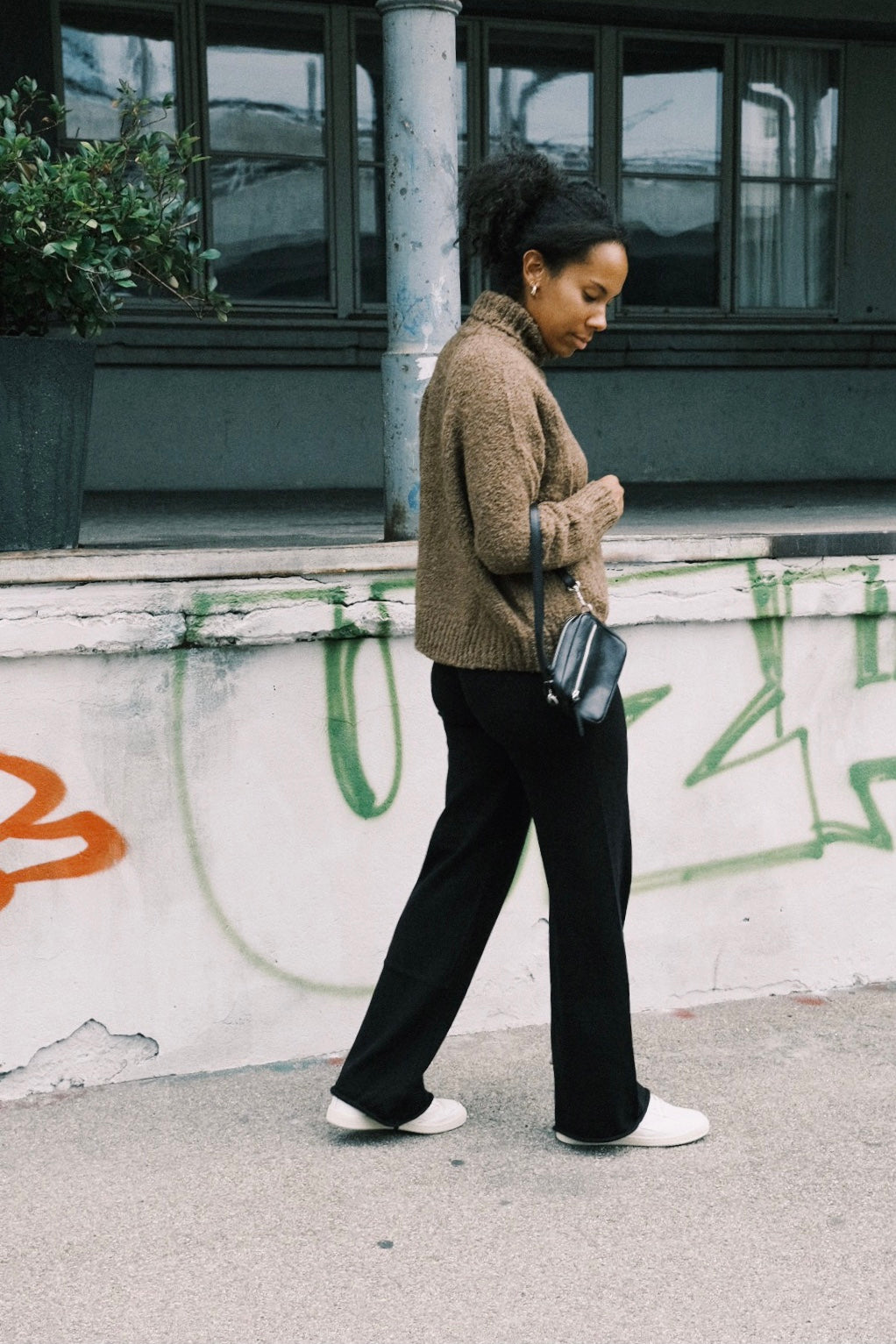 cotton knit pants - ana - black - collab zürich