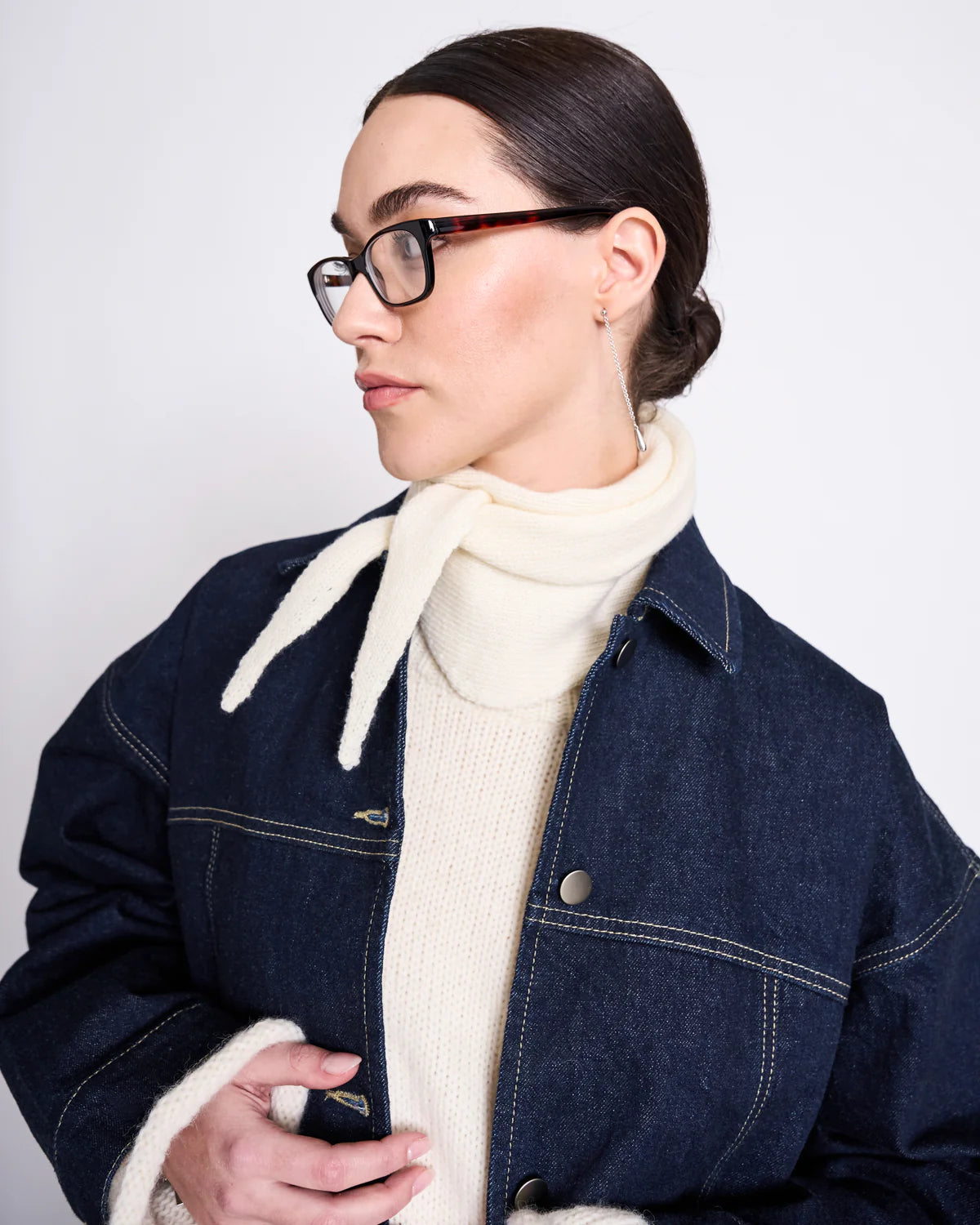Mini Wool Scarf - Ambar - White - collab zürich