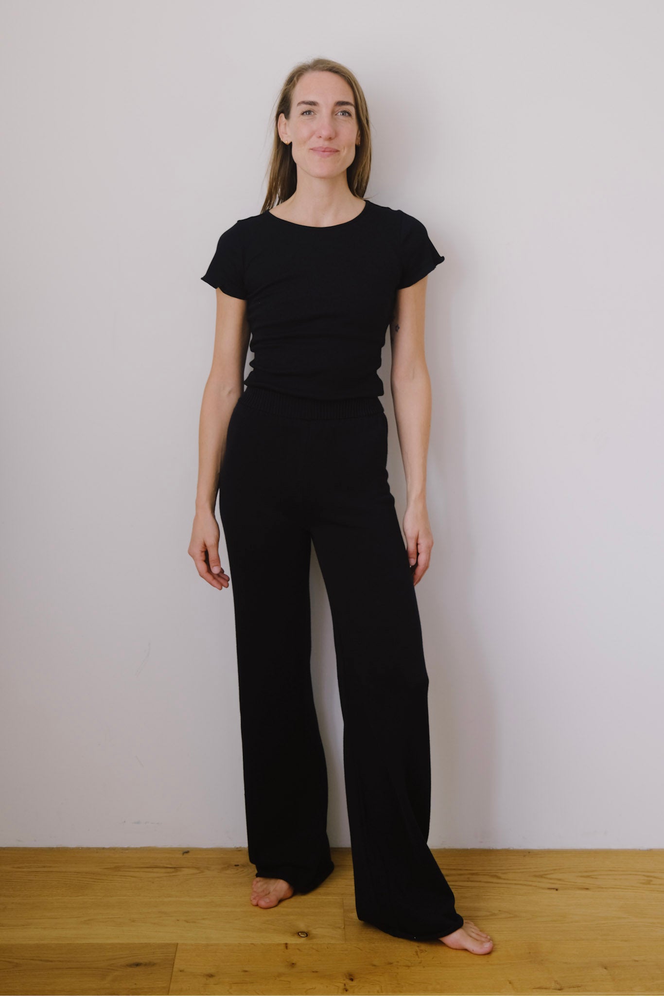 cotton knit pants - ana - black - collab zürich