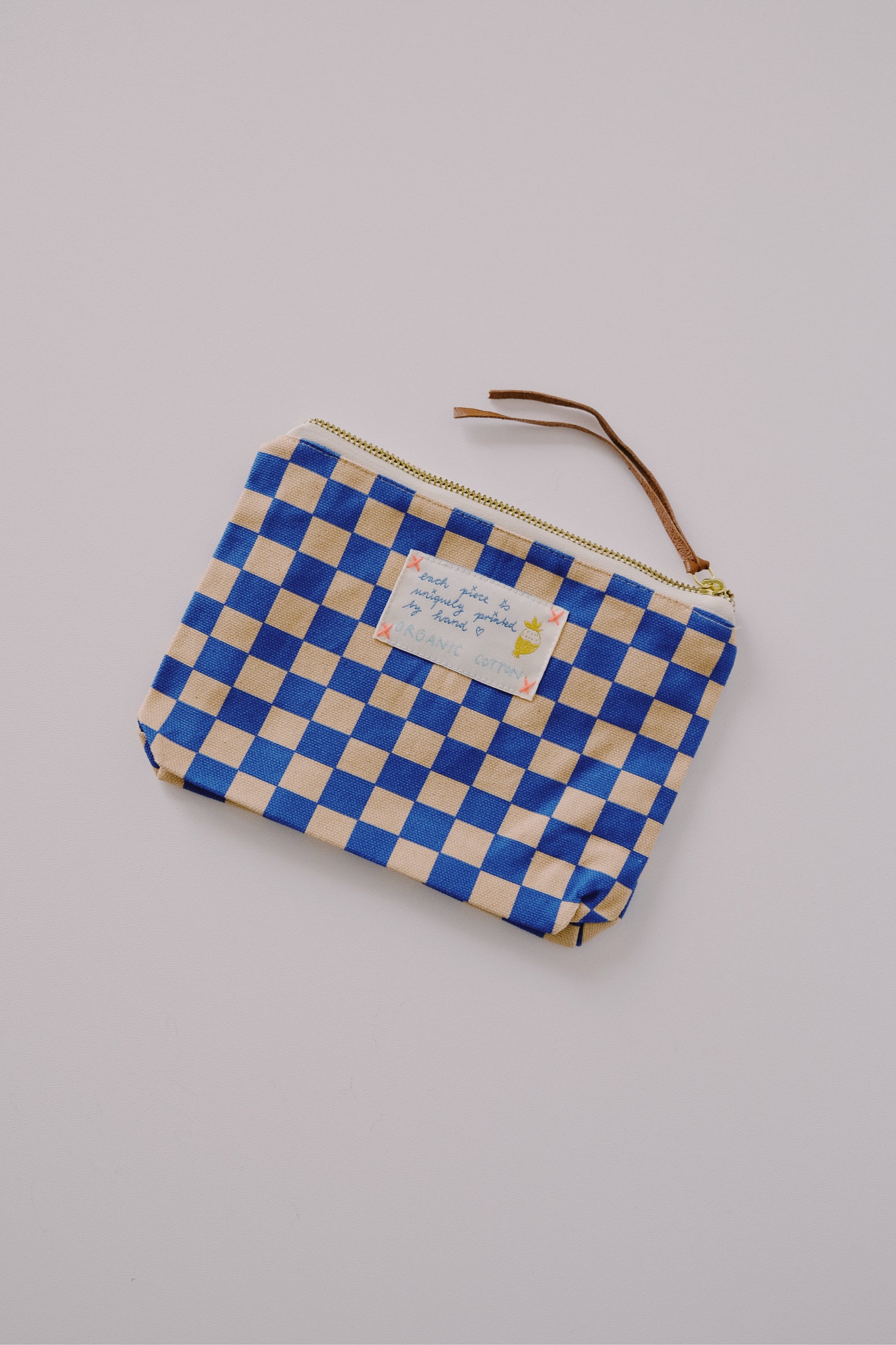 small pouch - blue rose check - collab zürich