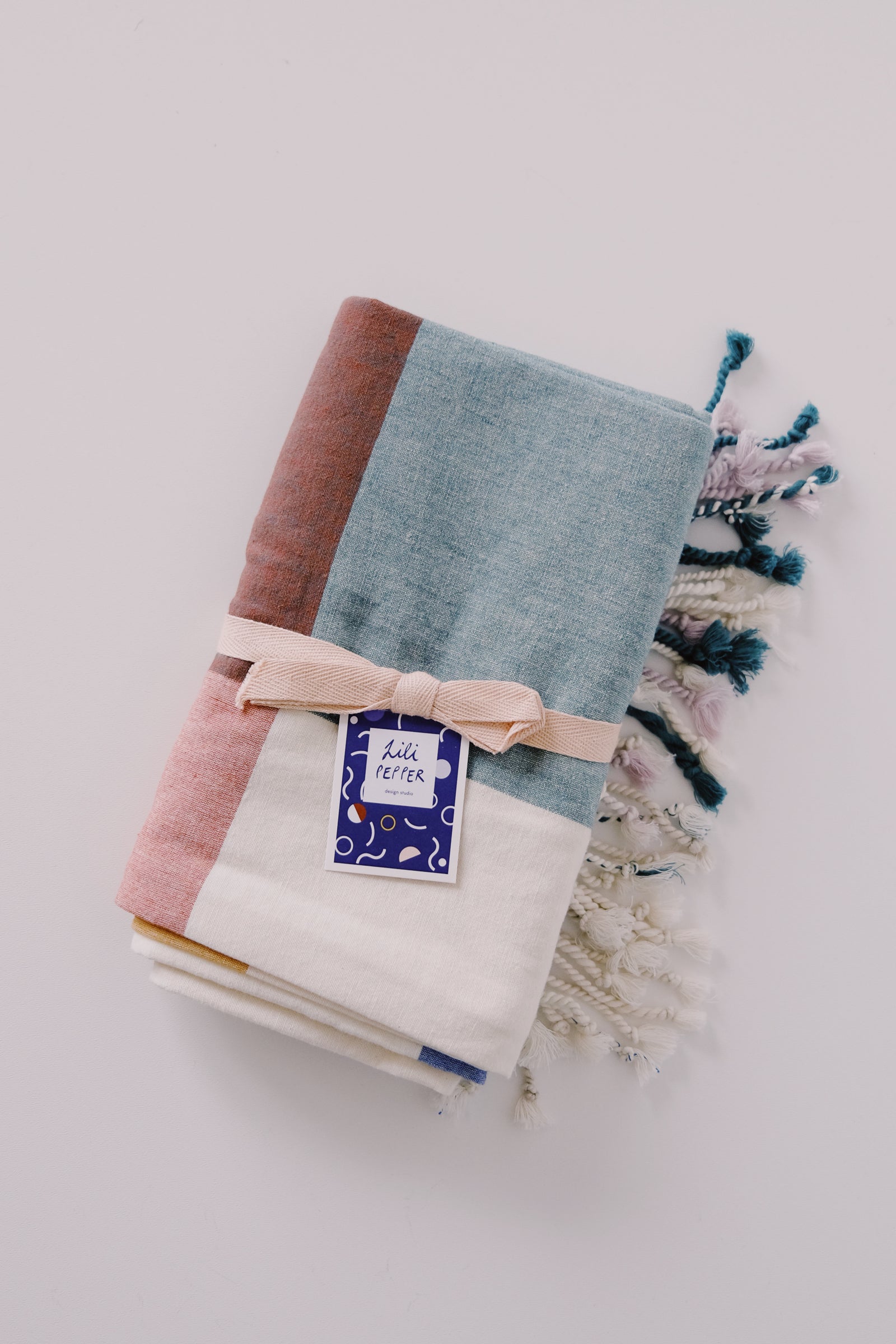 hammam towel - blue / green / yellow - collab zürich