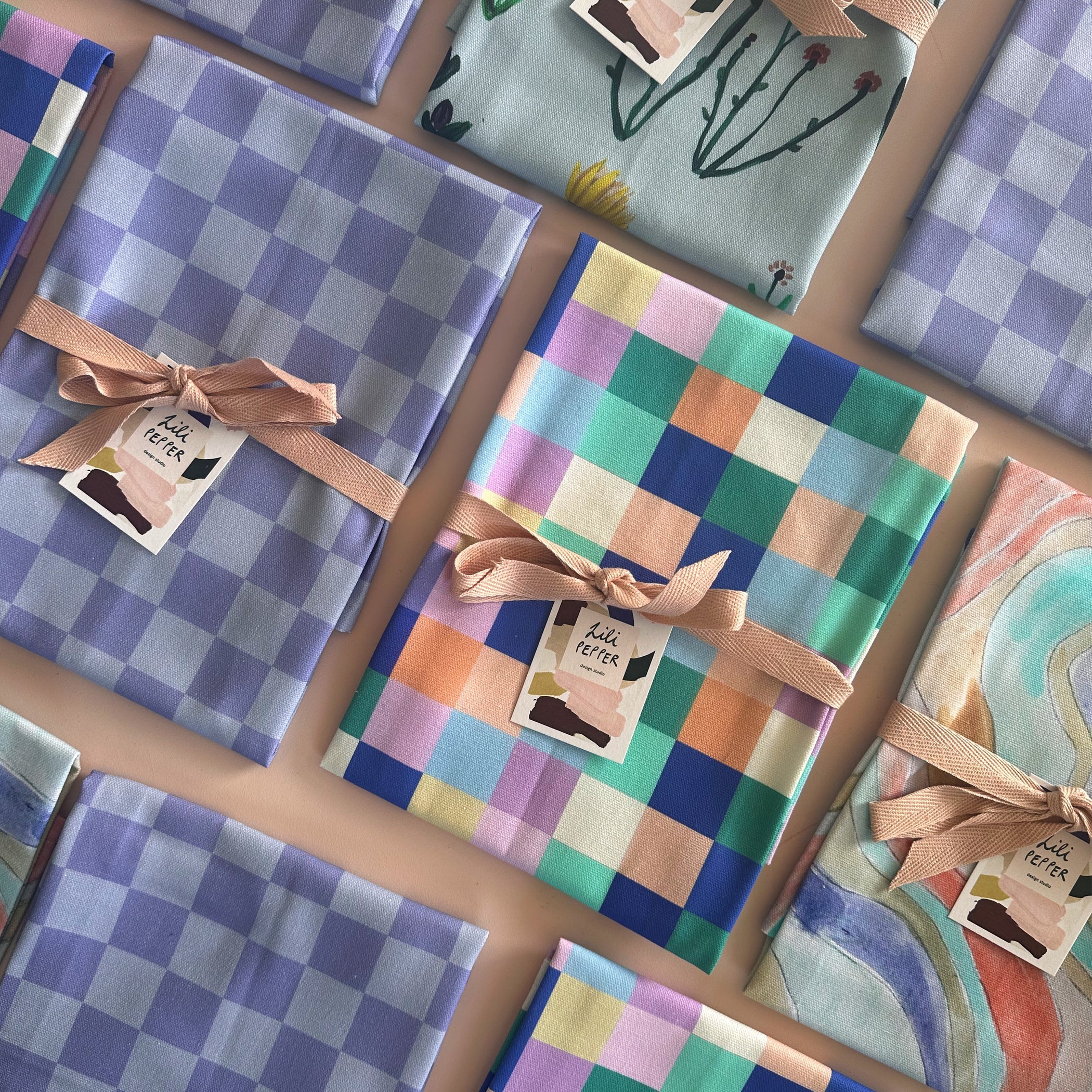 kitchen towel - lilac checks - collab zürich