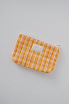 pouch - orange check - quilted - collab zürich