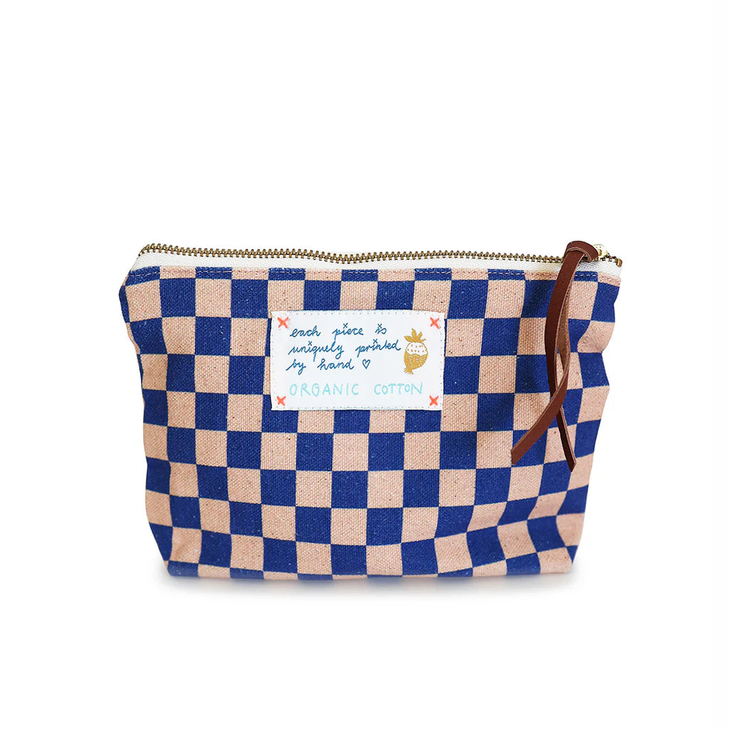 small pouch - blue rose check - collab zürich