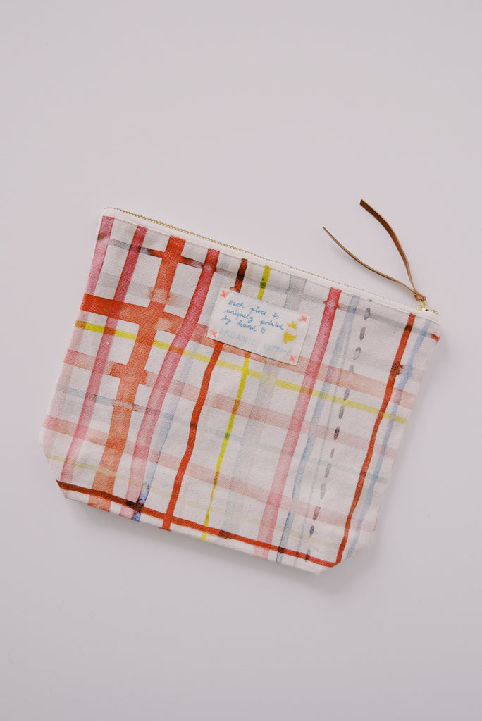 pouch - red check - organic cotton - collab zürich