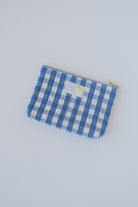 pouch - blue check - quilted - collab zürich