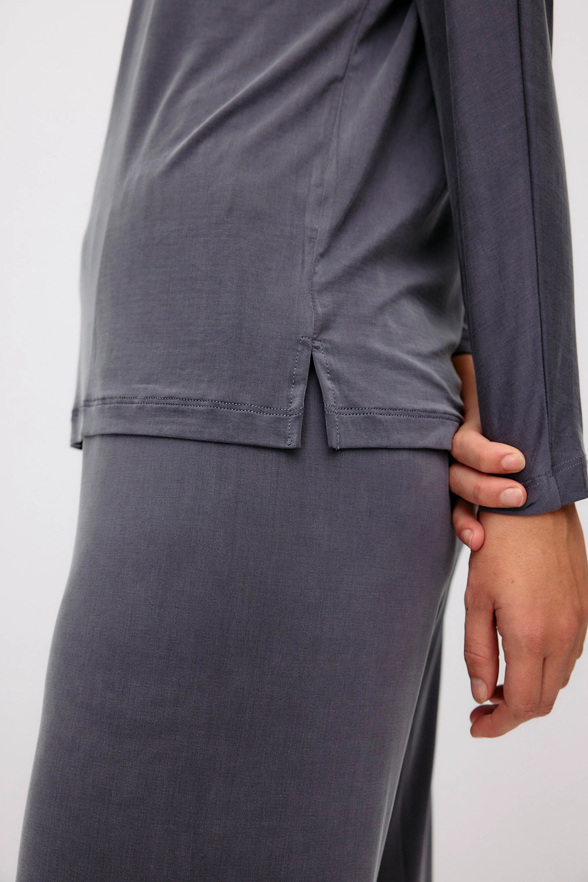 Cupro Plain Top - Lila / Grey - collab zürich