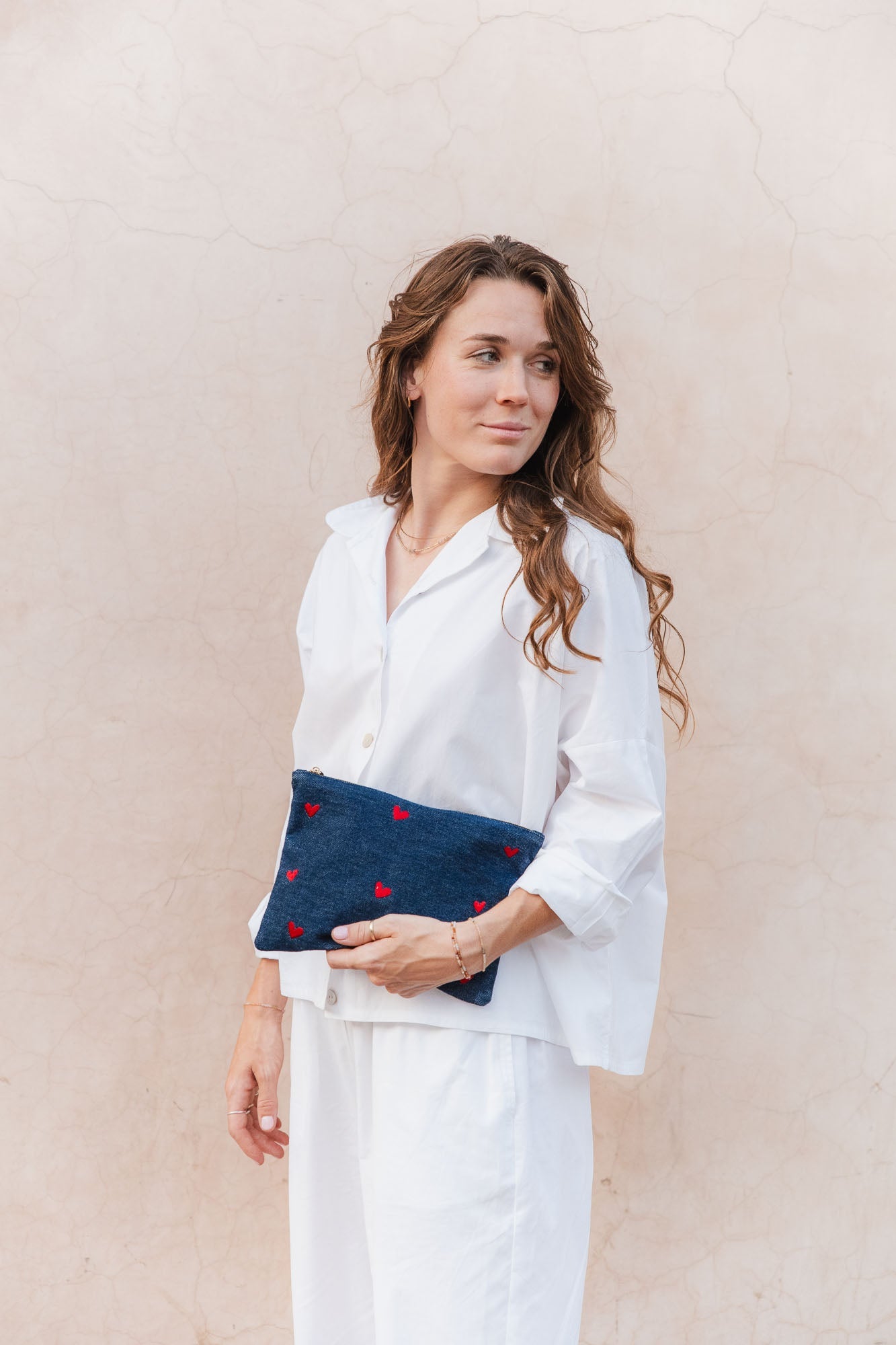 mini pouch - MOUHIM denim - hearts - collab zürich