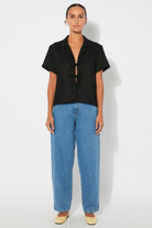 linen shirt - amber - black - collab zürich