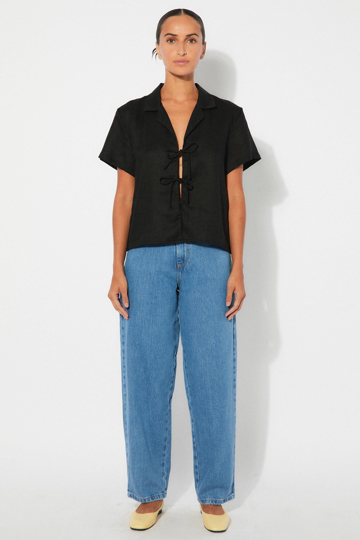 linen shirt - amber - black - collab zürich