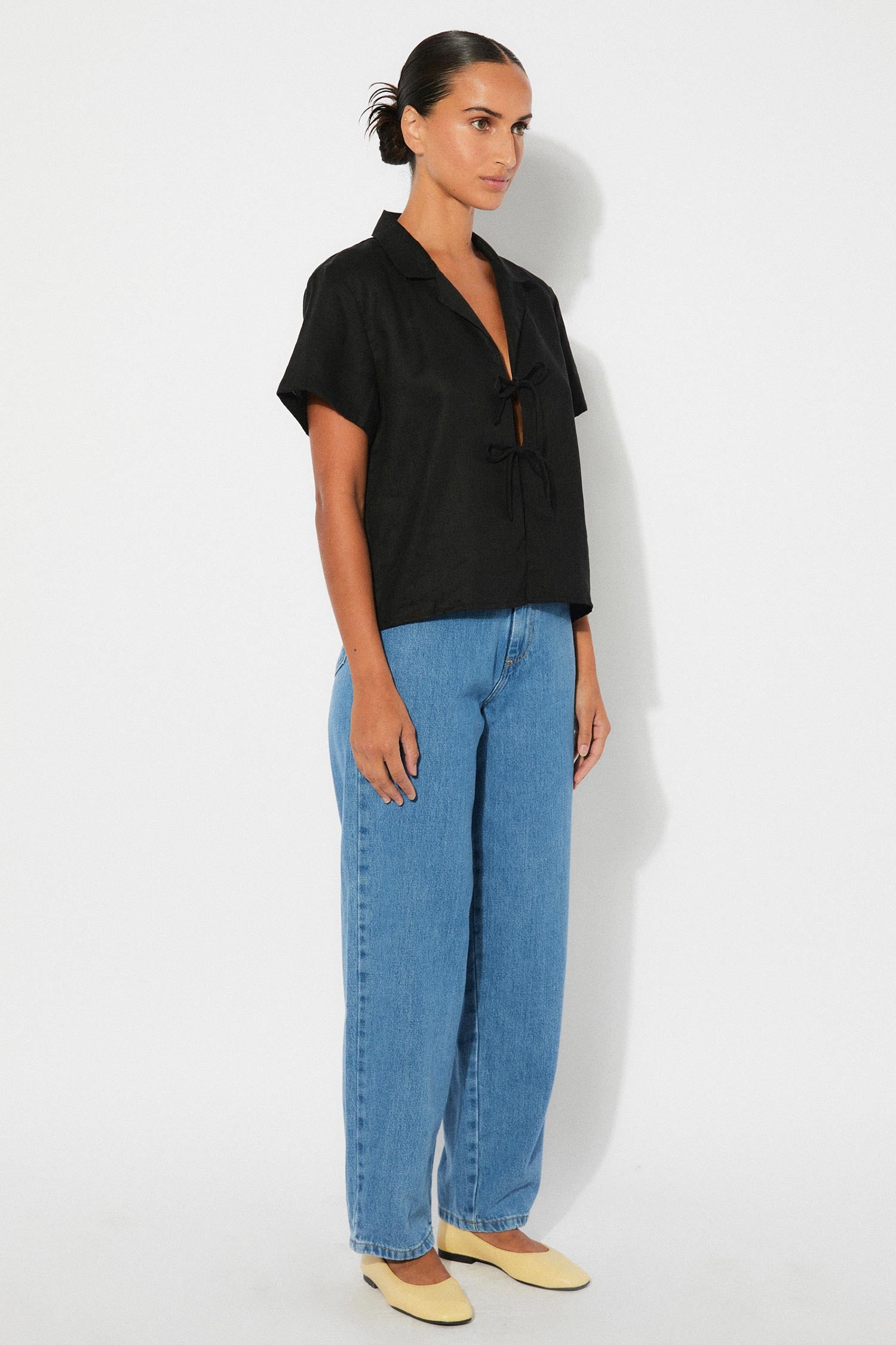 linen shirt - amber - black - collab zürich