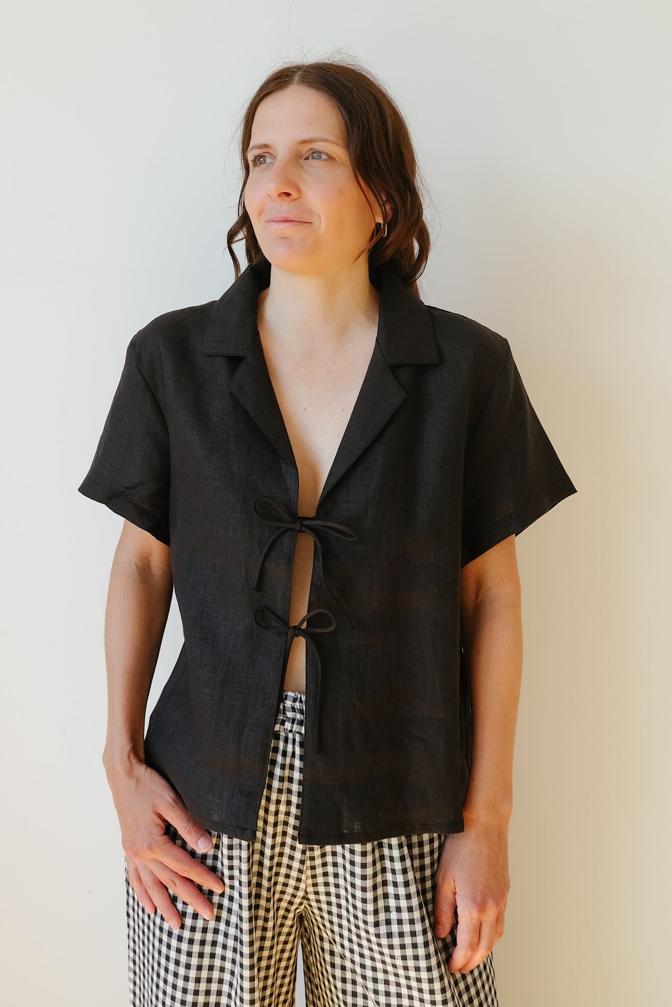 linen shirt - amber - black - collab zürich