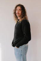Unisex loose Knit Sweatshirt - True Black - collab zürich