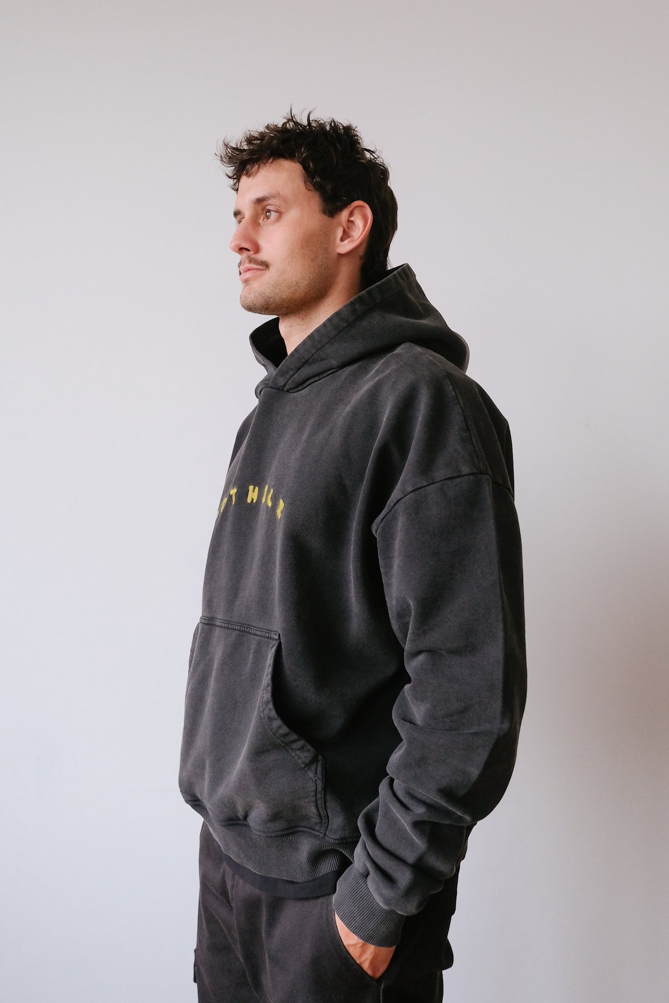 unisex hoodie - bubby logo - faded black - collab zürich